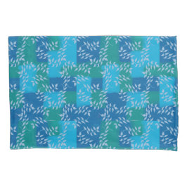 Blue Green Ivy Leaf Waterverf Kussensloop