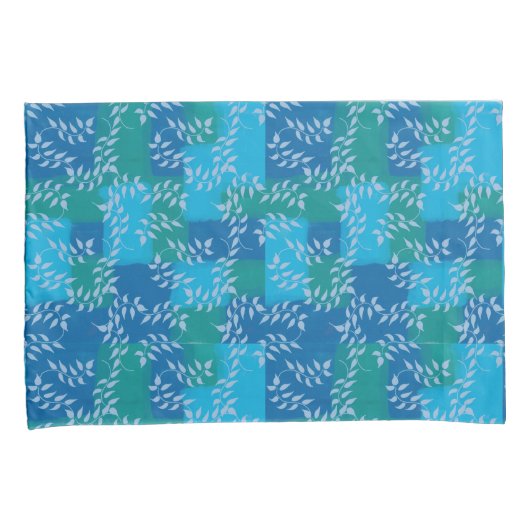 Blue Green Ivy Leaf Waterverf Kussensloop (Voorkant-Rechts)