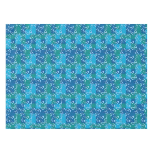 Blue Green Ivy Leaf Waterverf Tafelkleed (Voorkant (Horizontaal))