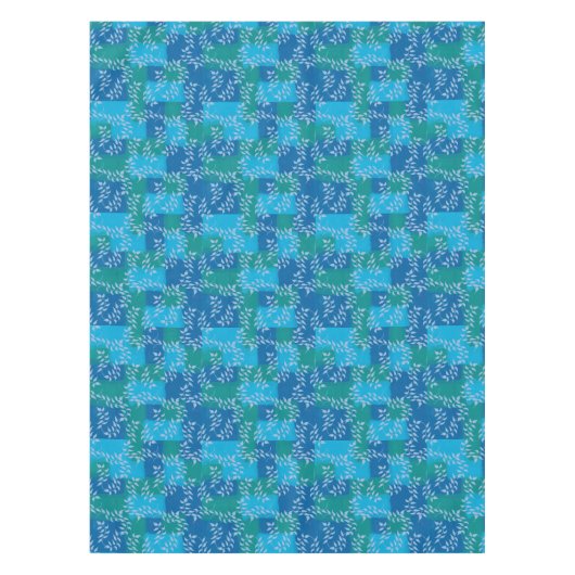 Blue Green Ivy Leaf Waterverf Tafelkleed (Voorkant)