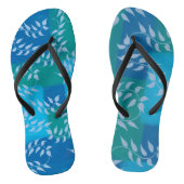 Blue Green Ivy Leaf Waterverf Teenslippers (Voetbed)