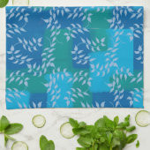 Blue Green Ivy Leaf Waterverf Theedoek (Gevouwen)