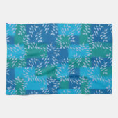 Blue Green Ivy Leaf Waterverf Theedoek (Horizontaal)