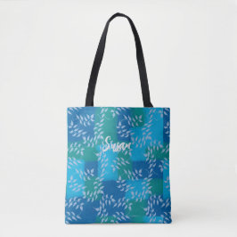 Blue Green Ivy Leaf Waterverf Tote Bag