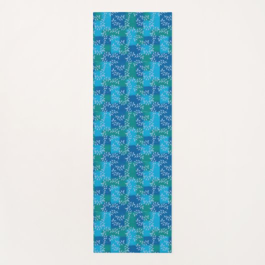 Blue Green Ivy Leaf Waterverf Yogamat (Voorkant)