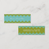 Blue & Green Lace Skinny Card Mini Visitekaartje (Voorkant / Achterkant)