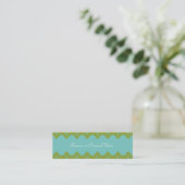 Blue & Green Lace Skinny Card Mini Visitekaartje (Staand voorkant)