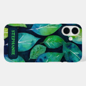 Blue Green Leaf Natuur Botanische Zen Art Gift Case-Mate iPhone Case (Achterkant (horizontaal))