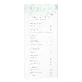 Blue Green Leaves Salon prijslijst Service Menu (Voorkant)