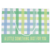 Blue Green Limoen Pastel Modern Gingham Pattern Groot Cadeauzakje (Achterkant)