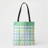 Blue Green Limoen Pastel Modern Gingham Pattern Tote Bag (Voorkant)