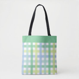 Blue Green Limoen Pastel Modern Gingham Pattern Tote Bag