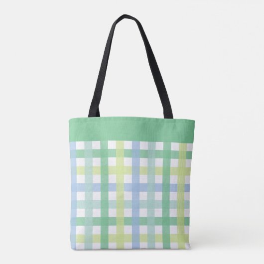 Blue Green Limoen Pastel Modern Gingham Pattern Tote Bag (Achterkant)
