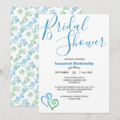 Blue Green Linked Hearts Vrijgezellenfeest Sjabloo Kaart (Voorkant / Achterkant)