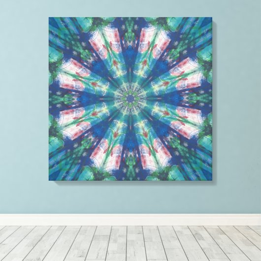 Blue/Green Mandala Canvas Afdruk (Insitu (Houten vloer))