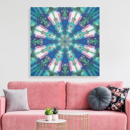 Blue/Green Mandala Canvas Afdruk (Insitu (Woonkamer))