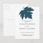 Blue Green Maple Leaf Wedding Invitation Briefkaart (Voorkant / Achterkant)