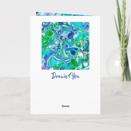 Blue Green Marble Art Happy Birthday Brother Kaart (Achterkant)