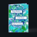 Blue Green Marble Art Happy Birthday Brother Kaart<br><div class="desc">Gepersonaliseerde Happy Birthday voor de beste broederblauwe,  groene en blauwgroen gedraaide blanco kaart voor marmervloeistof.</div>