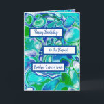 Blue Green Marble Art Happy Birthday Brother Kaart<br><div class="desc">Gepersonaliseerde Happy Birthday voor de beste broederblauwe,  groene en blauwgroen gedraaide blanco kaart voor marmervloeistof.</div>