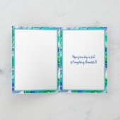 Blue Green Marble Art Happy Birthday Brother Kaart (Binnen)