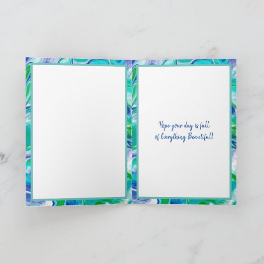 Blue Green Marble Art Happy Birthday Brother Kaart (Binnen)