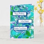 Blue Green Marble Art Happy Birthday Brother Kaart (Gele Bloem)