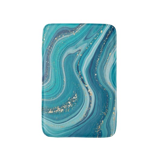 Blue Green Marged Gold Glitter Bath Mat (Voorkant Verticaal)