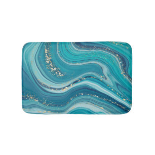 Blue Green Marged Gold Glitter Bath Mat
