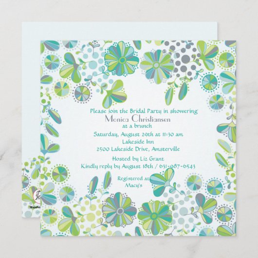 Blue Green Medley Invitation Kaart (Voorkant / Achterkant)
