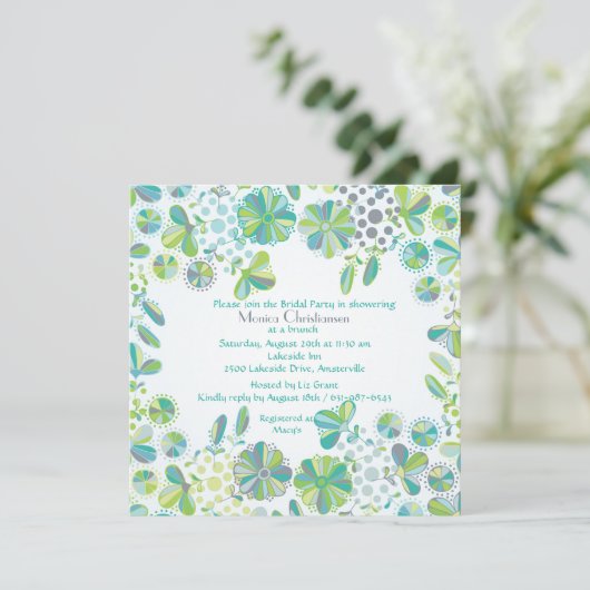 Blue Green Medley Invitation Kaart (Staand voorkant)
