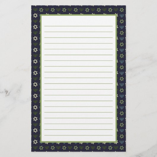 Blue Green Menorah en Star van David Pattern Briefpapier (Voorkant)
