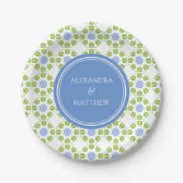 Blue Green Modern Pattern Wedding Papieren Bordje