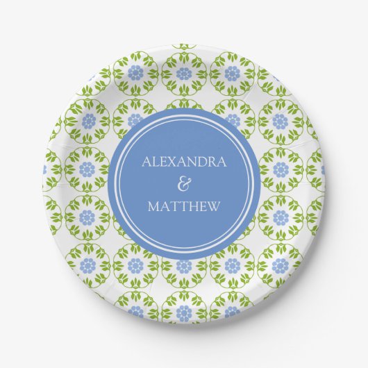 Blue Green Modern  Pattern Wedding Papieren Bordje (Voorkant)