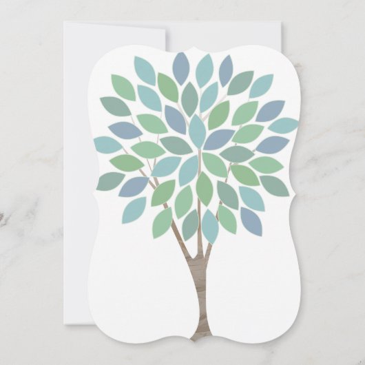 Blue Green Modern Tree Wedding Invitation Kaart (Achterkant)