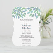 Blue Green Modern Tree Wedding Invitation Kaart (Staand voorkant)