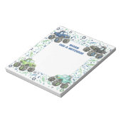 Blue Green Monster Truck gepersonaliseerde mitswa Notitieblok (Linkerzijde)