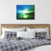 Blue Green Morning Sunrise abstract op de CT-rivie Canvas Afdruk (Insitu (Slaapkamer))