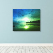 Blue Green Morning Sunrise abstract op de CT-rivie Canvas Afdruk (Insitu (Houten vloer))