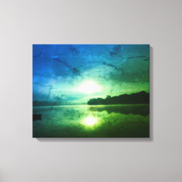 Blue Green Morning Sunrise abstract op de CT-rivie Canvas Afdruk