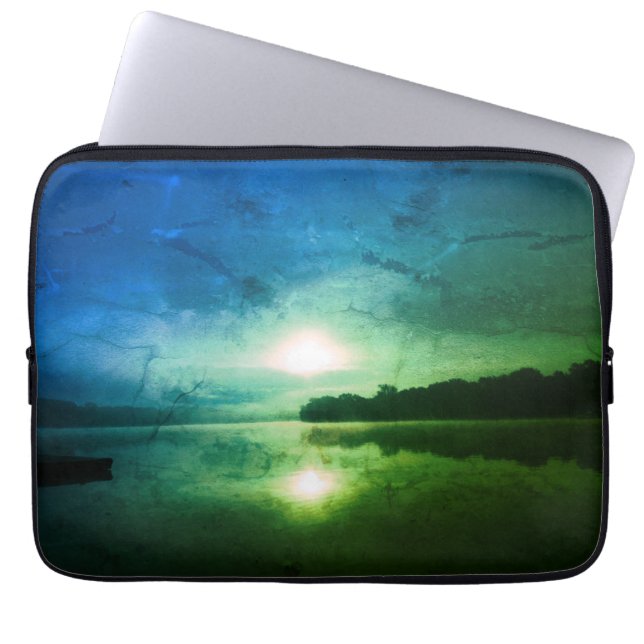 Blue Green Morning Sunrise abstract op de CT-rivie Laptop Sleeve (Voorkant)