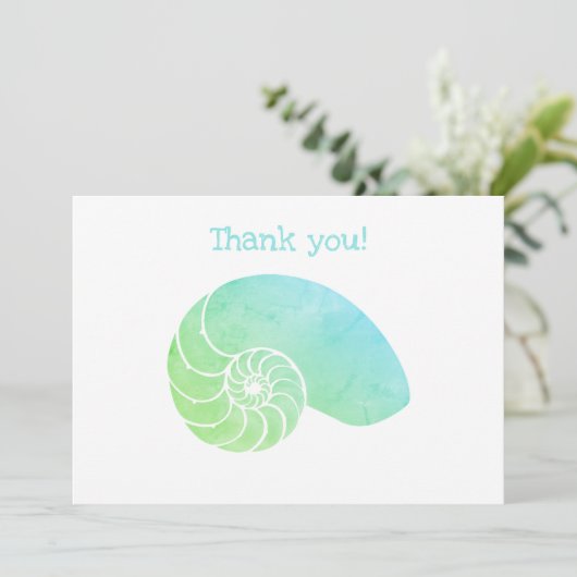 Blue Green Nautilus Flat Hartelijk dank Bedankkaart (Staand voorkant)