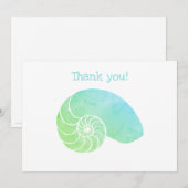 Blue Green Nautilus Flat Hartelijk dank Bedankkaart (Voorkant / Achterkant)