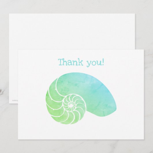 Blue Green Nautilus Flat Hartelijk dank Bedankkaart (Voorkant / Achterkant)