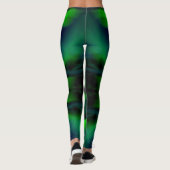 Blue Green Northern Lights Abstract Art Patroon Leggings (Achterkant)