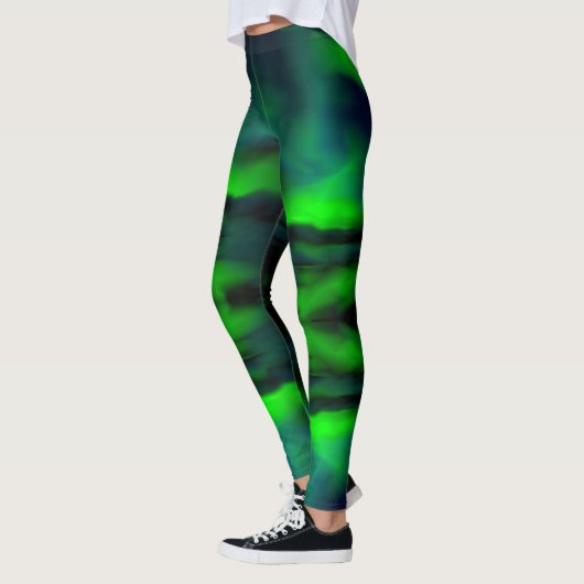 Blue Green Northern Lights Abstract Art Patroon Leggings (Links)