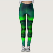 Blue Green Northern Lights Abstract Art Patroon Leggings (Voorkant)