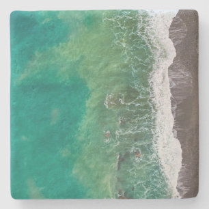 Blue Green Ocean Shore Uitzicht Stenen Onderzetter