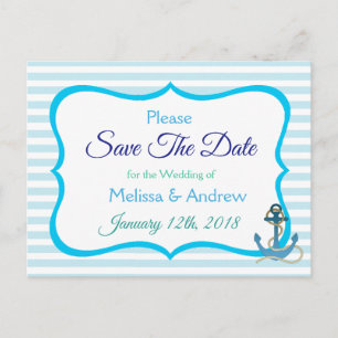 Blue Green Oceanic Anchor Save the Date Briefkaart