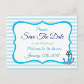 Blue Green Oceanic Anchor Save the Date Briefkaart (Voorkant)